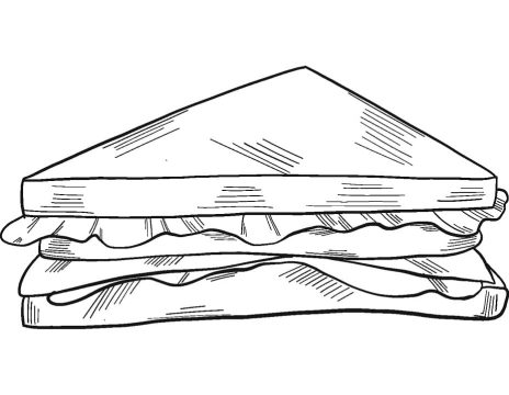 Desenho de sanduíche para Pintar Pdf grátis