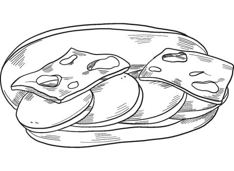 Desenho de sanduíche Pdf para Colorir