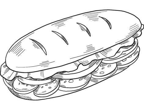 Desenho de sanduíche Pdf para Colorir grátis