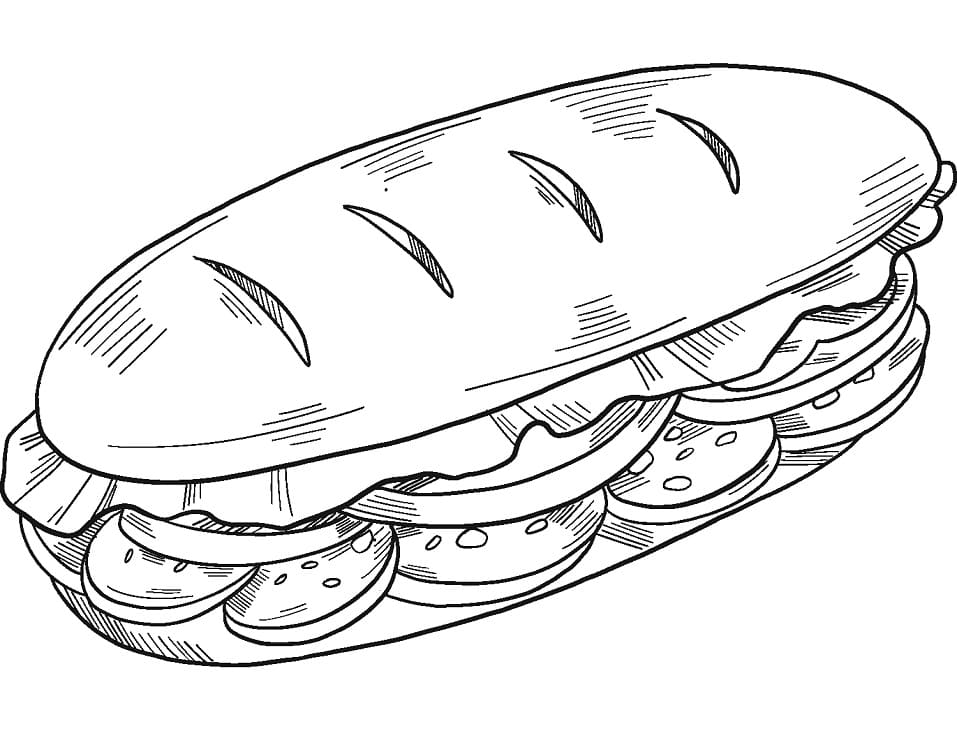 Desenho de Sanduíche Pdf para Colorir Grátis