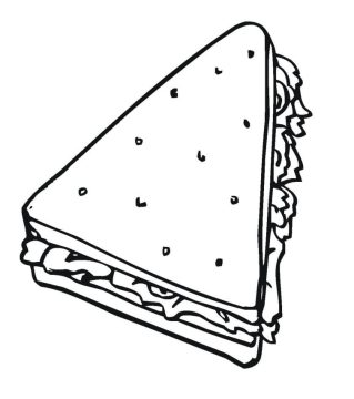Desenho de sanduíche Pdf para Imprimir e Colorir