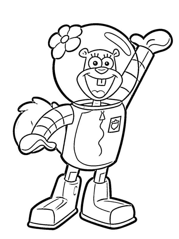 Desenho de Sandy Bochechas Alegre para Colorir