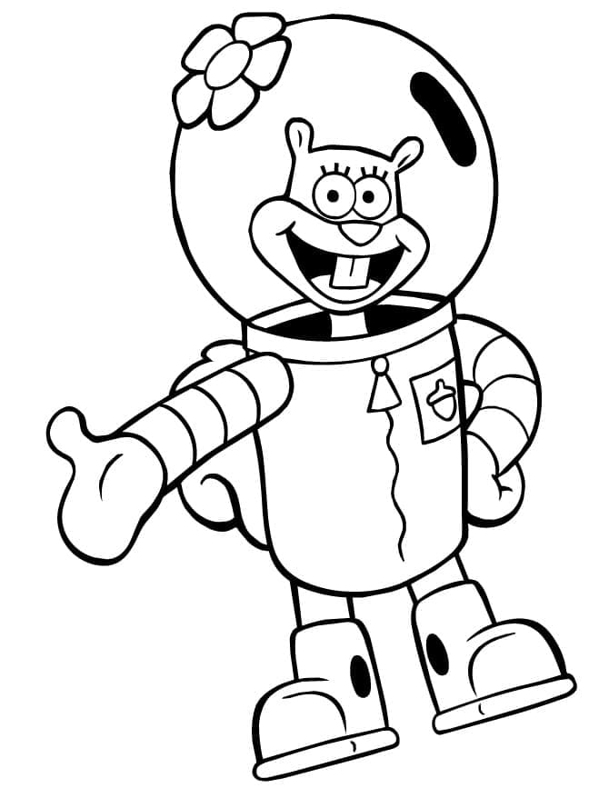 Desenho de Sandy Bochechas Amigável para Colorir