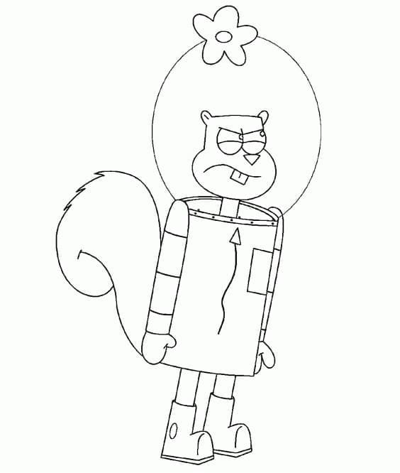 Desenho de Sandy Bochechas Irritada para Colorir