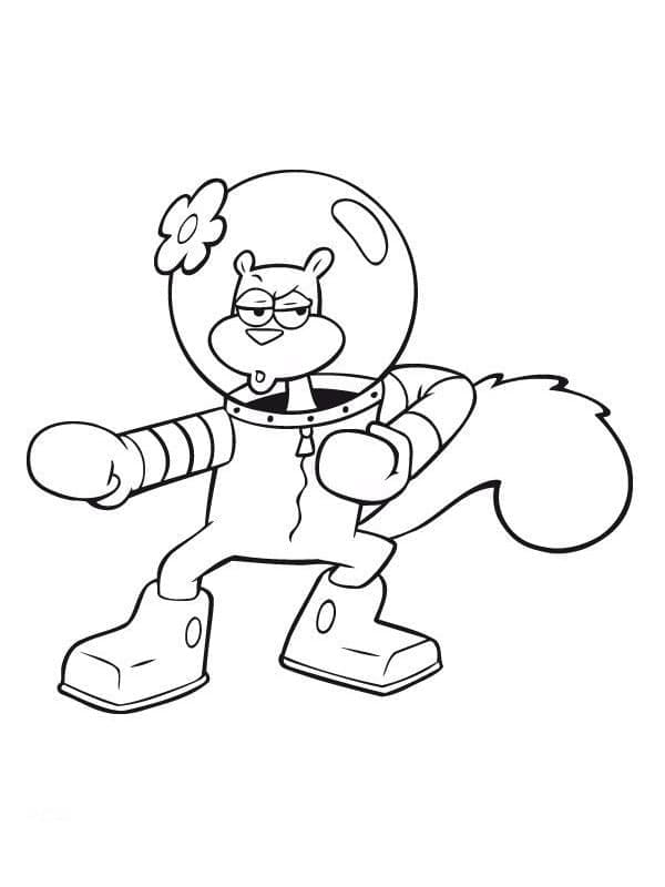 Desenho de Sandy Bochechas Kung Fu para Colorir