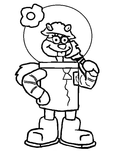 Desenho de Sandy Bochechas Muito Feliz para Colorir