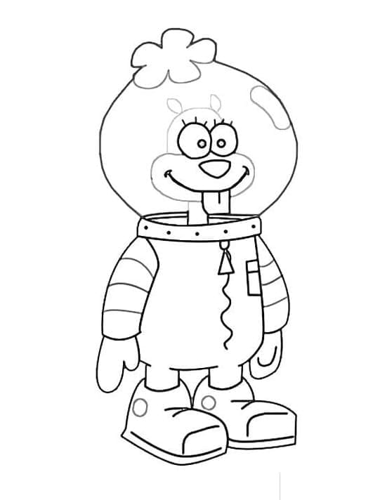 Desenho de Sandy Bochechas Sorridente para Colorir