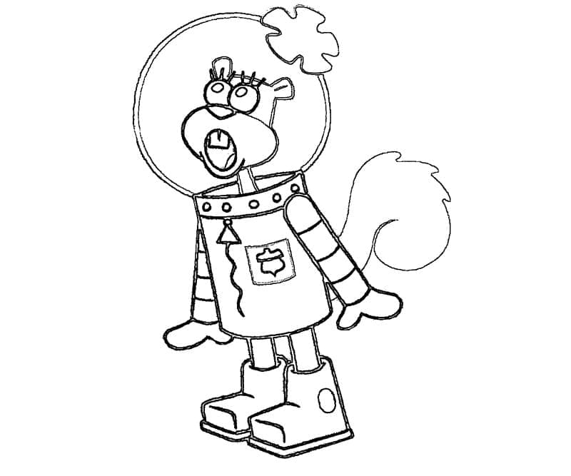 Desenho de Sandy Bochechas Surpresa para Colorir
