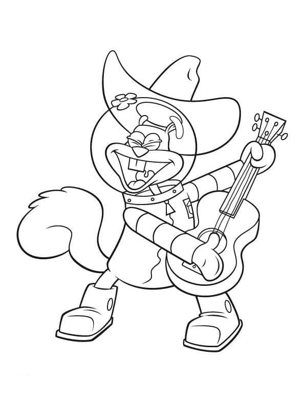 Desenho de Sandy Bochechas Tocá Violão para Colorir