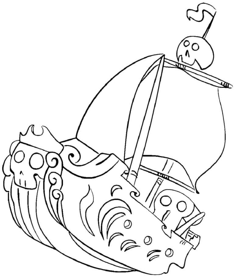 Desenho de Navio Pirata de Santiago dos Marés para Colorir