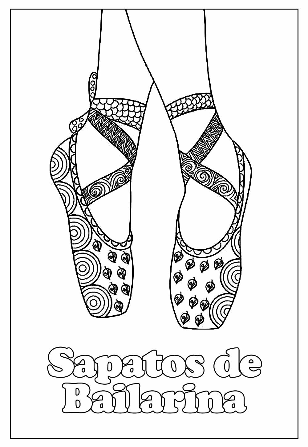 Desenho de Sapatilha de Bailarina Download Pdf para Imprimir