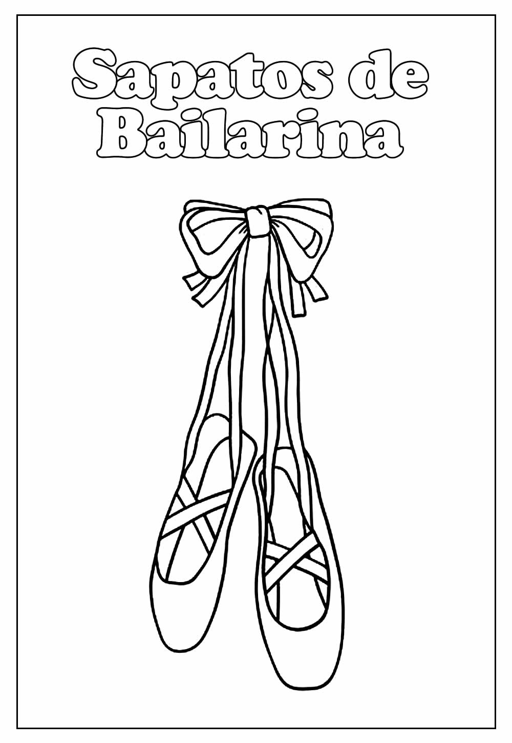 Desenho de Sapatilha de Bailarina Grátis Pdf para Colorir