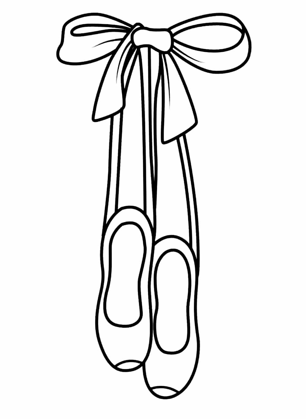 Desenho de Sapatilha de Bailarina Imprimivel para Colorir