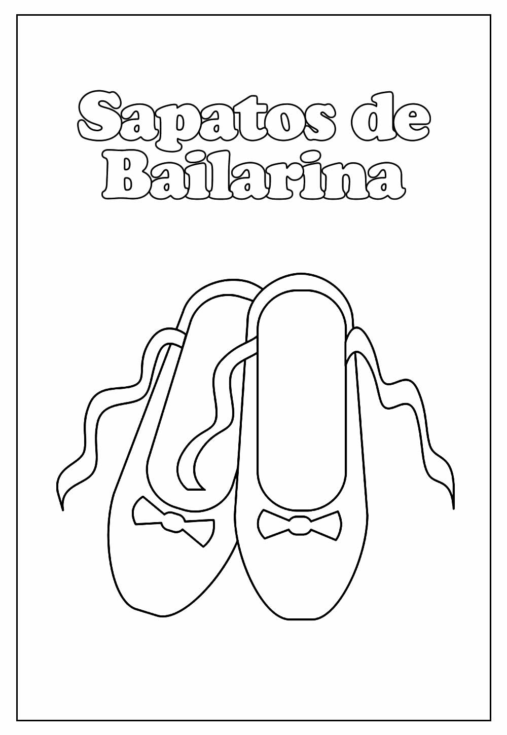 Desenho de Sapatilha de Bailarina para Imprimir Pdf Grátis