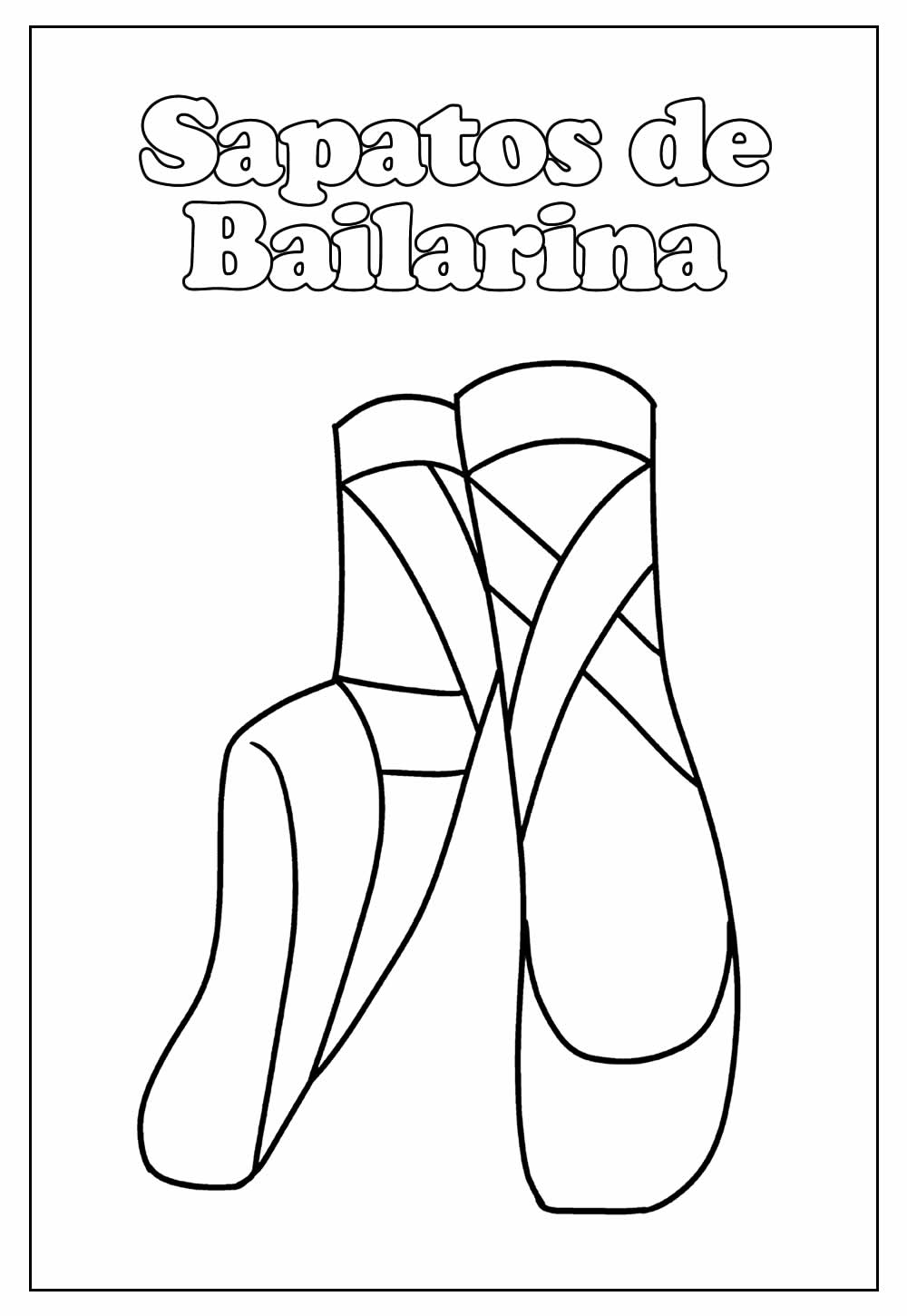 Desenho de Sapatilha de Bailarina Pdf Imprimivel para Colorir