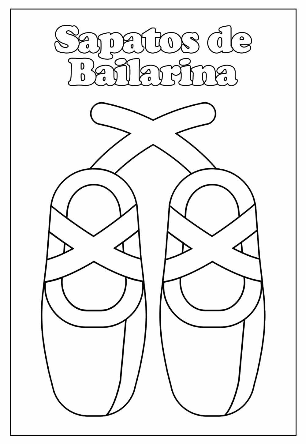 Desenho de Sapatos de Bailarina Grátis para Imprimir e Colorir