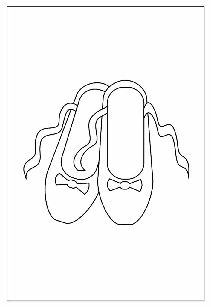 Desenho de Sapatos de Bailarina Imprimivel para Imprimir e Colorir