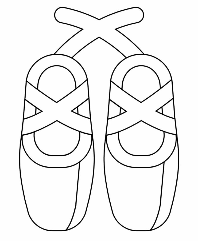 Desenho de Sapatos de Bailarina para Colorir Imprimivel