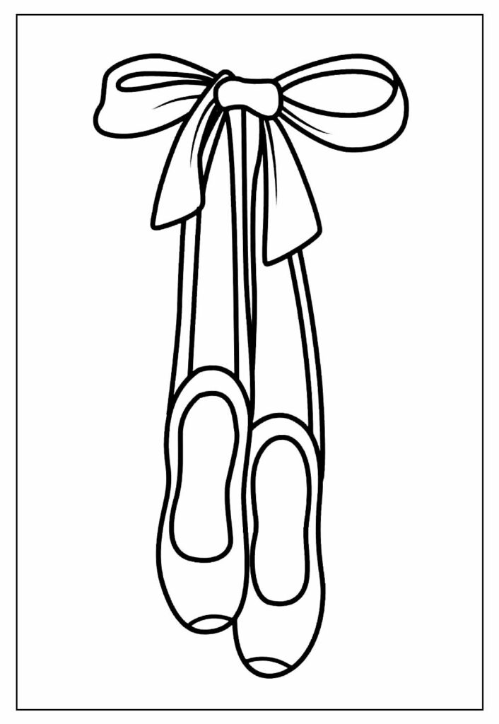 Desenho de Sapatos de Bailarina para Colorir Pdf Grátis