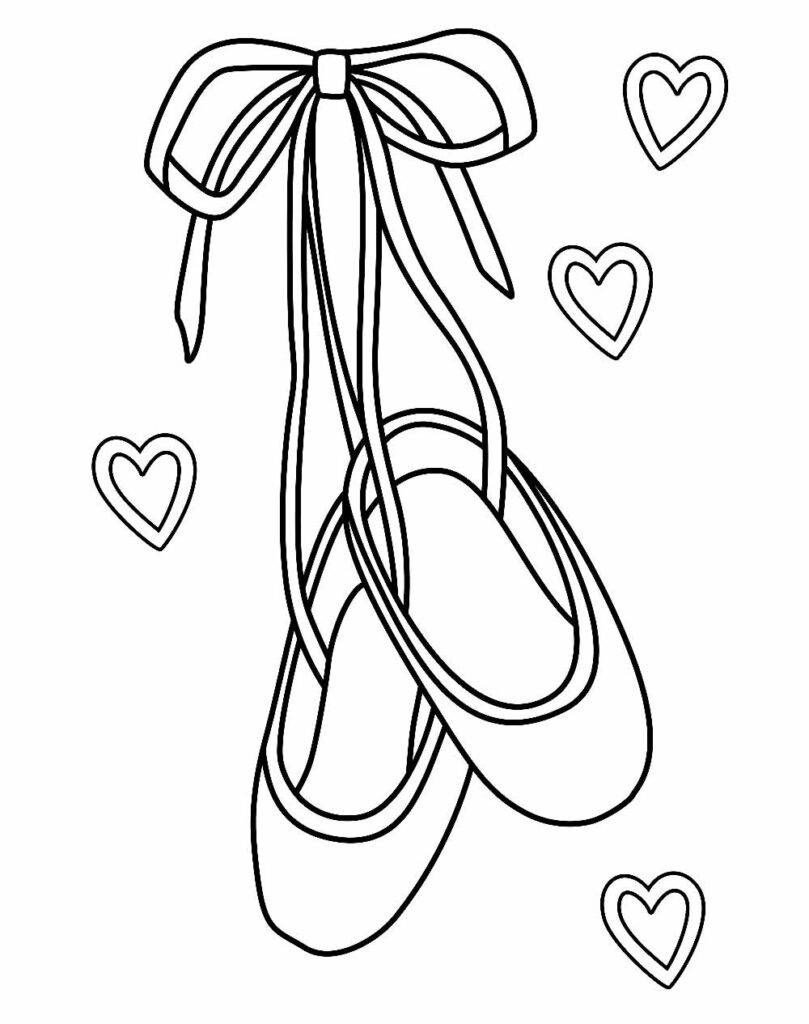 Desenho de Sapatos de Bailarina Pdf para Colorir Grátis