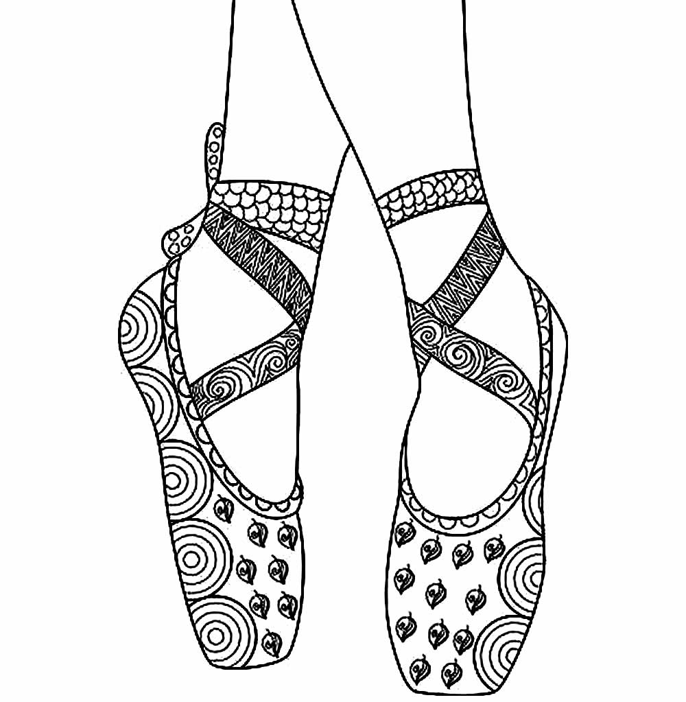 Desenho de Sapatos de Bailarina Pdf para Imprimir Grátis