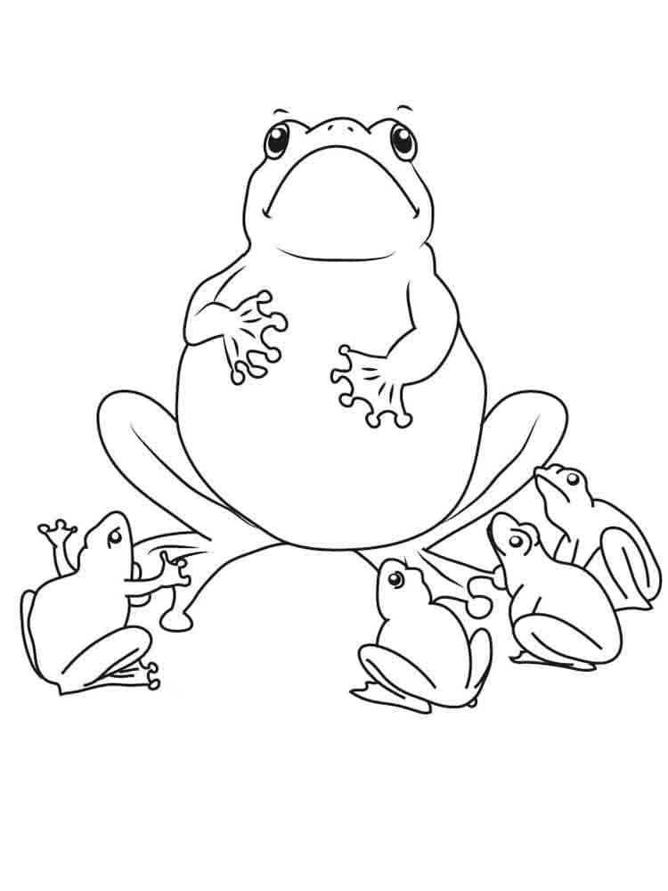 Desenho de Família de Sapos para Colorir