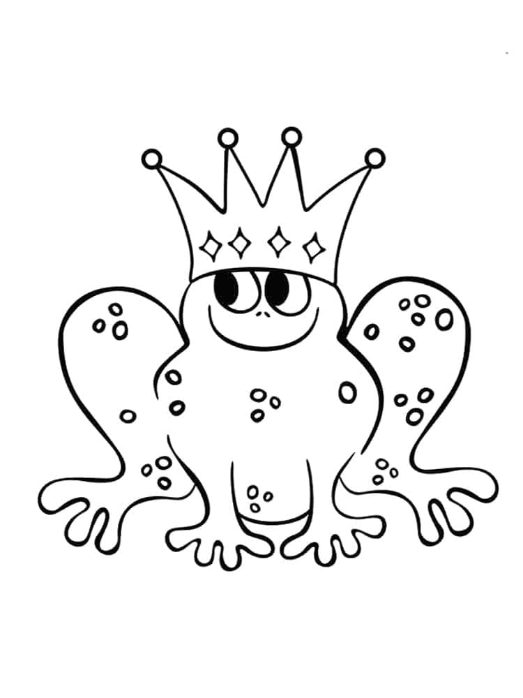 Desenho de Sapo com Corôa para Colorir