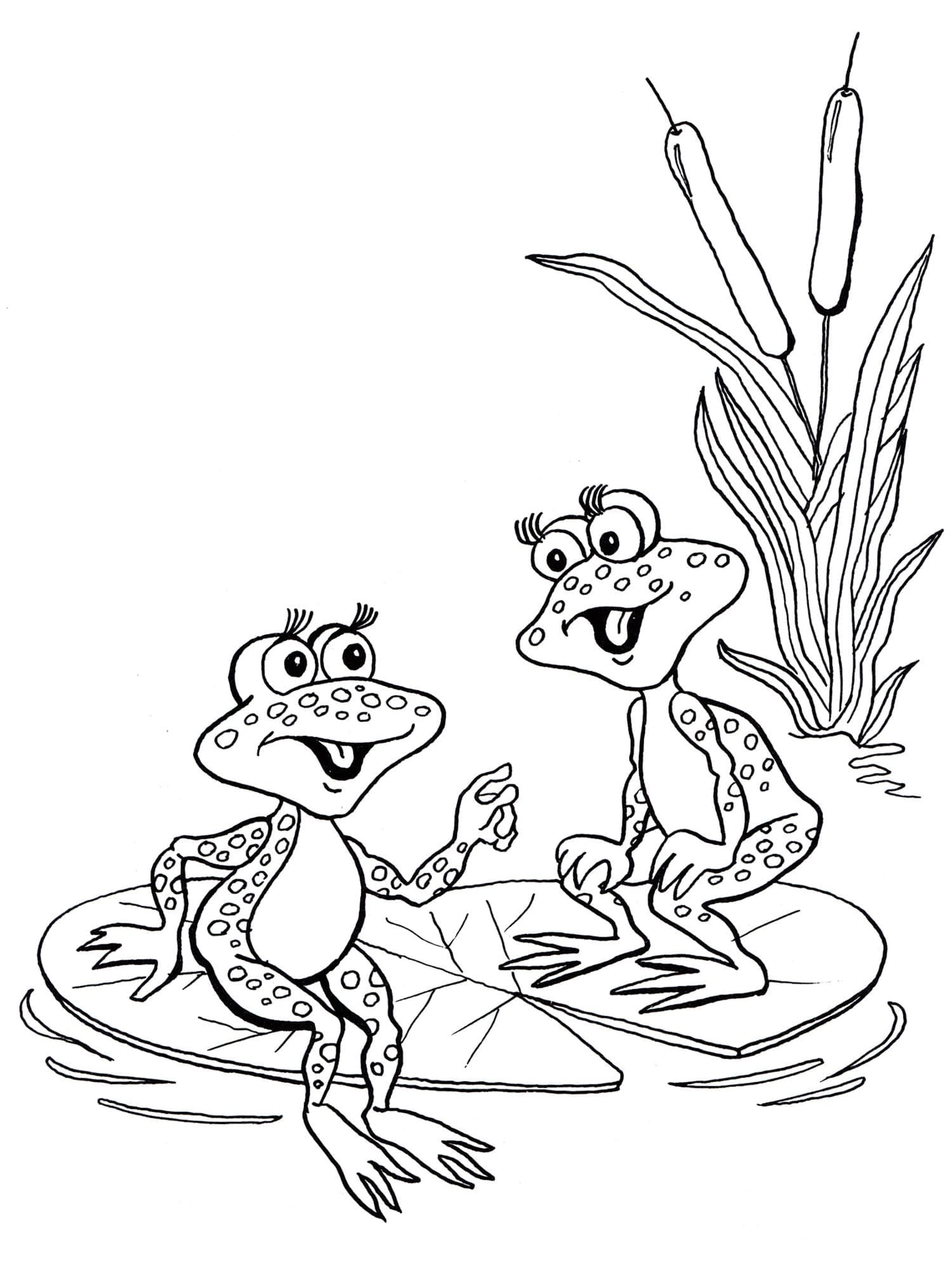 Desenho de Sapos Felizes para Colorir