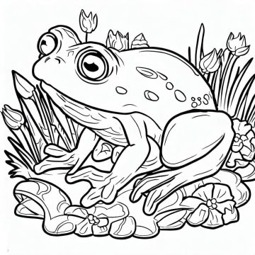 Desenho de Um Sapo no Jardim para Colorir