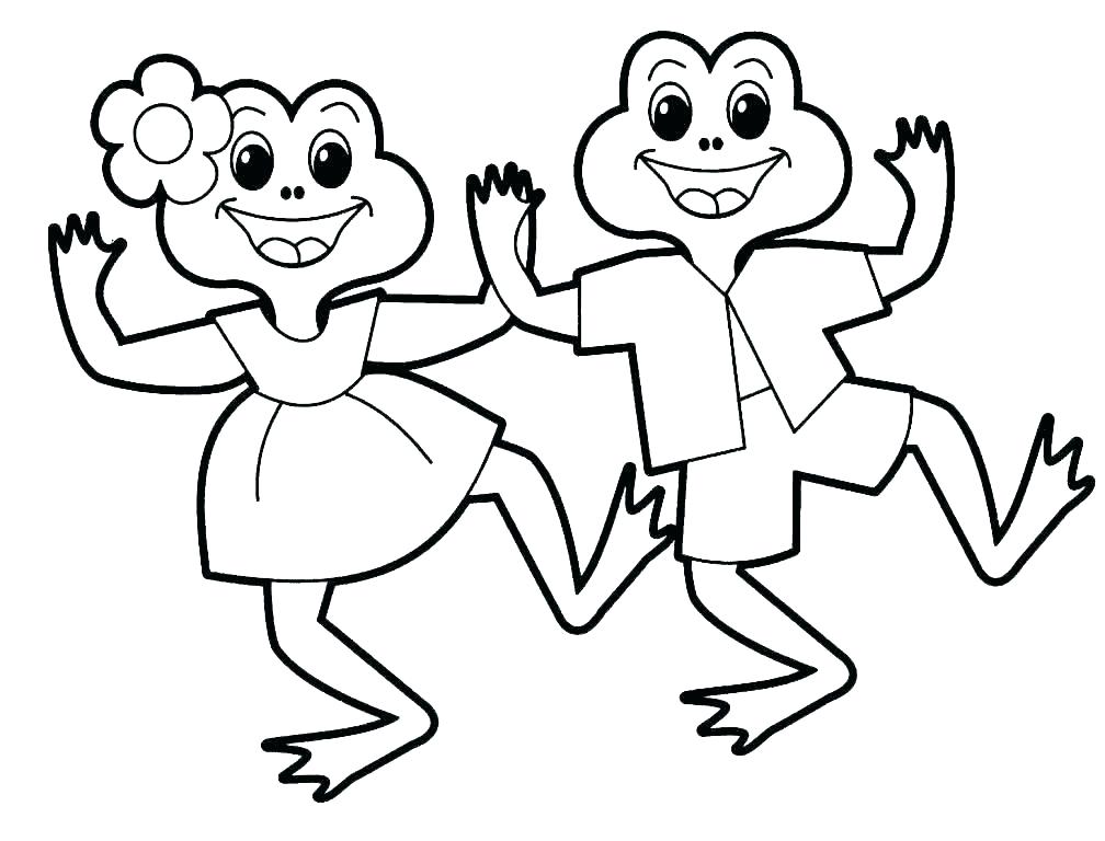 Desenho de Dois Sapos Dançando para Colorir Grátis