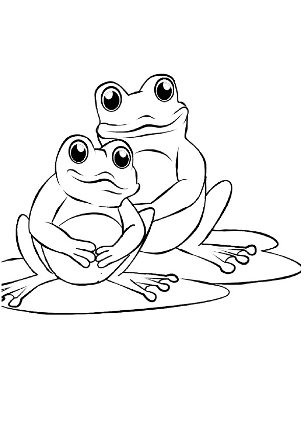 Desenho de Dois Sapos Fofos para Baixar e Pintar Pdf