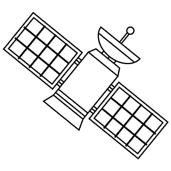 Desenho de Satélite para Crianças para Colorir