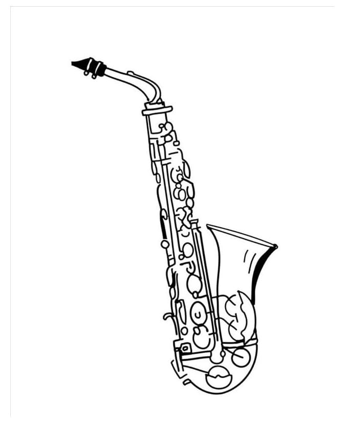 Desenho de Saxofone Download para Imprimir e Colorir