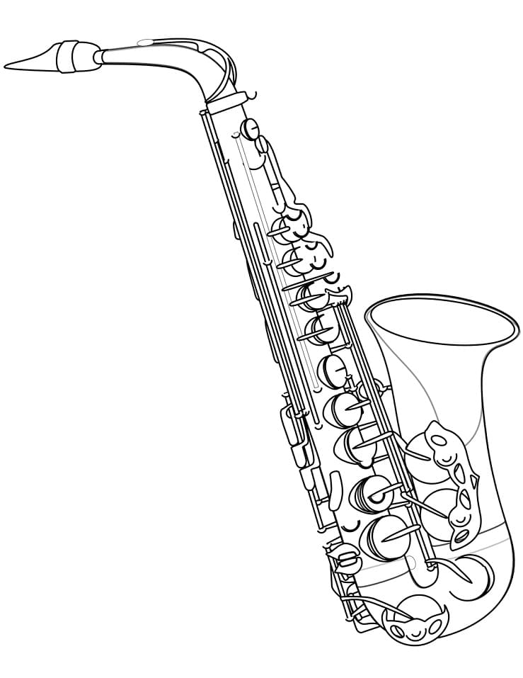 Desenho de Saxofone Grátis para Imprimir e Colorir