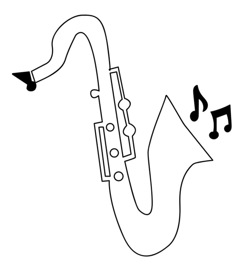 Desenho de Saxofone para Colorir Imprimivel