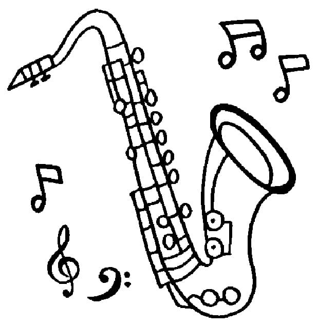 Desenho de Saxofone para Colorir Pdf Grátis
