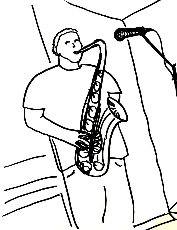 Desenho de Saxofone para Pintar Download