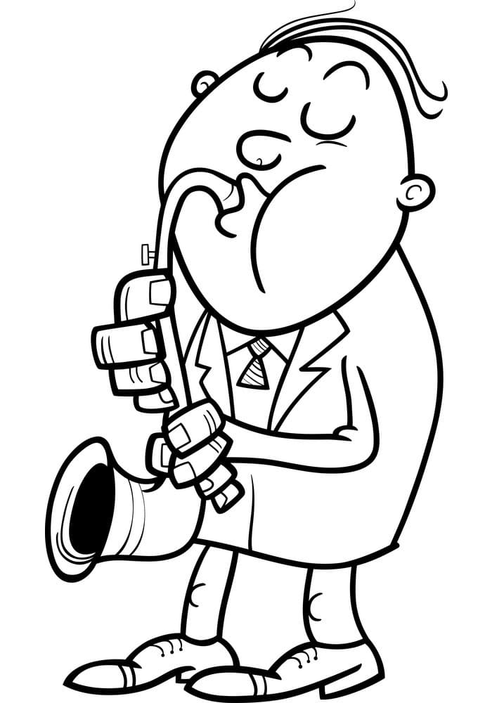 Desenho de Saxofone para Pintar Imprimivel