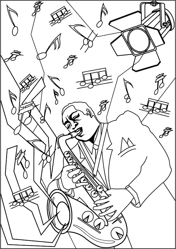 Desenho de Saxofone para Pintar Pdf Grátis