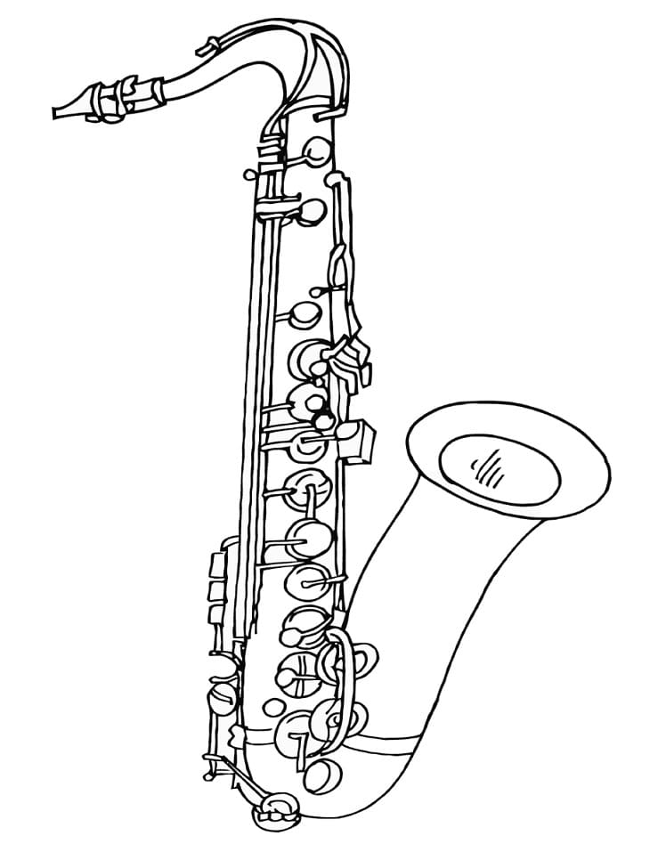 Desenho de Saxofone Pdf para Colorir
