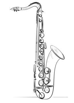 Desenho de Saxofone Pdf para Imprimir e Colorir