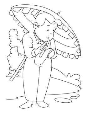 Desenho Menino Tocando Saxofone para Colorir