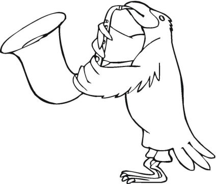 Desenho pássaro Tocando Saxofone para Colorir