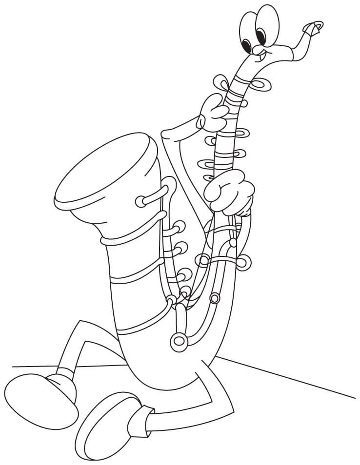 Desenho Saxofone de Desenho Animado para Colorir