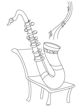Desenho Saxofone em Uma Cadeira para Colorir