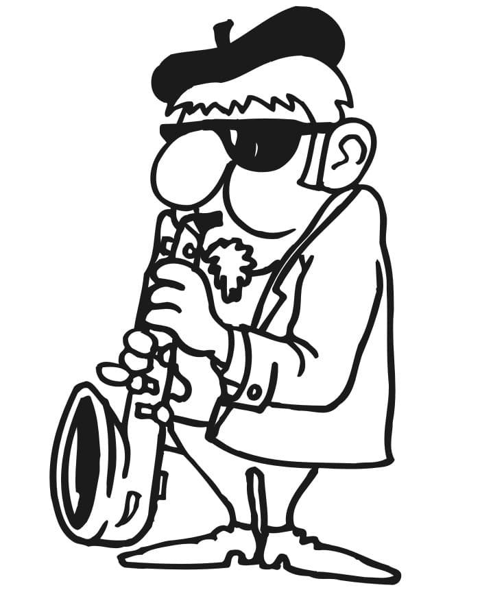 Desenho Saxofonista para Colorir