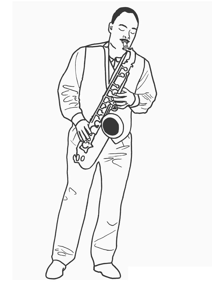 Desenho Tocando Saxofone para Colorir