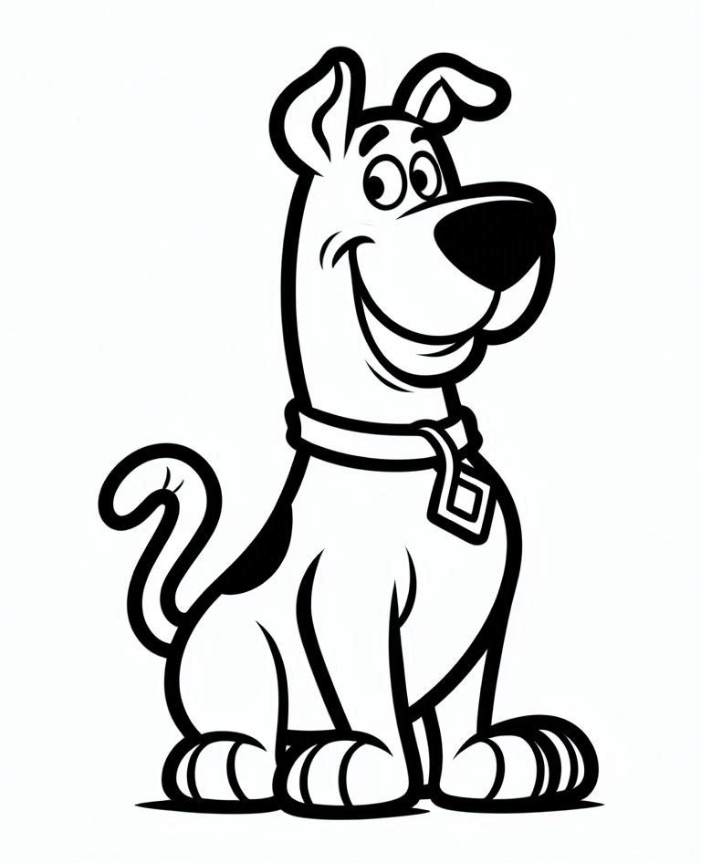 Desenho de Scooby Doo Sorridente para Colorir