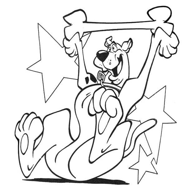 Desenho de Scooby Doo e Osso de Cachorro para Colorir