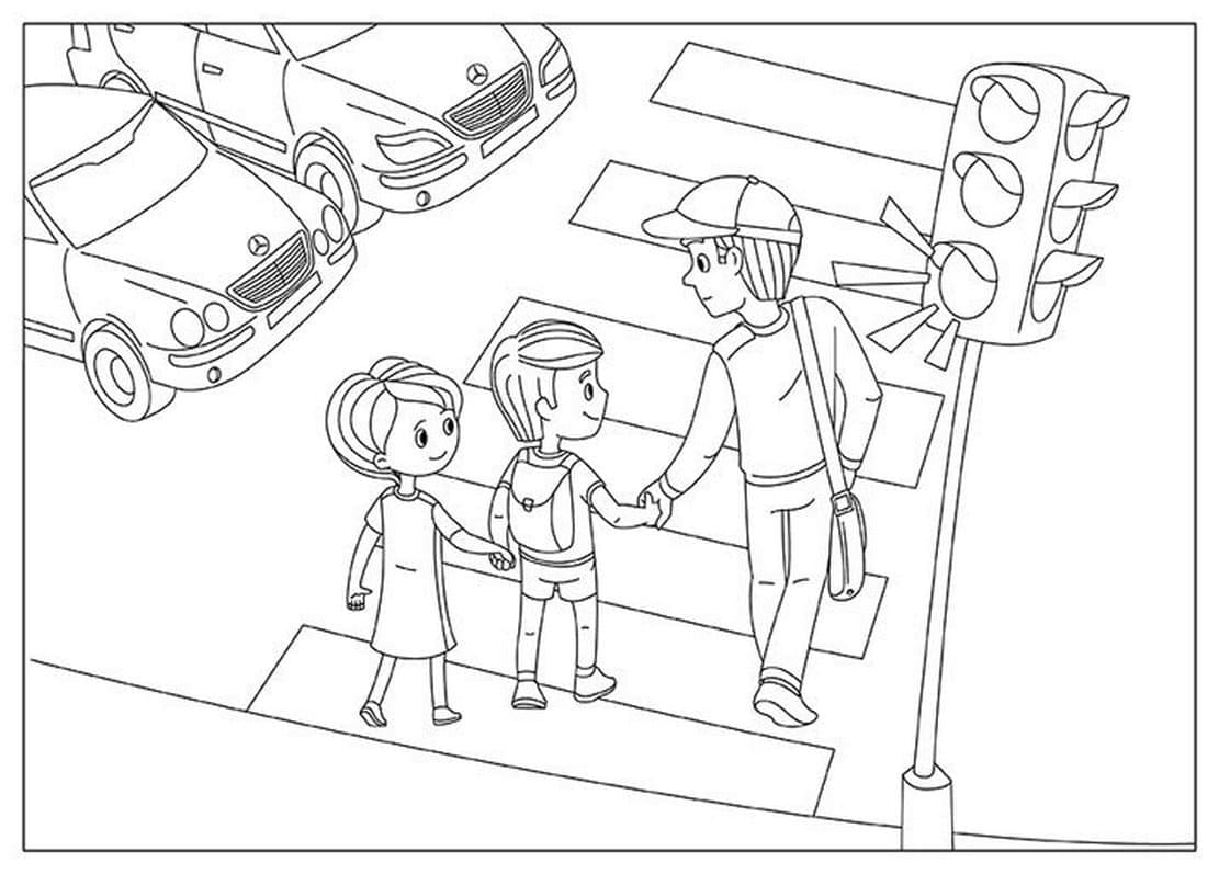 Desenho de Imagem de Semáforo para Colorir